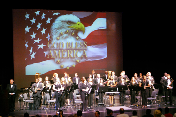 Delta State Director of Bands Joe D. Moore (far left) and the Delta State Wind Ensemble performed a memorial concert remembering the 9/11 tragedy.